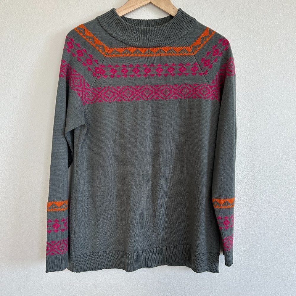 Twiggy London Sweater Fair Isle Mock Neck